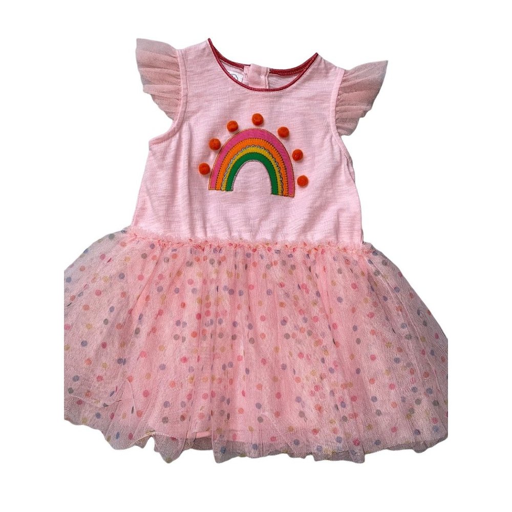 Mud Pie pink Rainbow mesh tutu dress 12-18m 2/3 nwot
